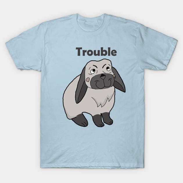 cute rabbit trouble T-Shirt by MoggyCatDesigns